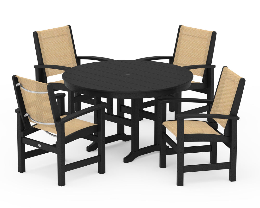 POLYWOOD® Coastal 5-Piece Round Farmhouse Dining Set