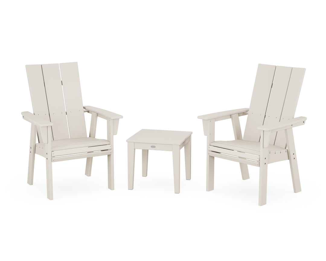 POLYWOOD® Modern 3-Piece Curveback Upright Adirondack Chair Set