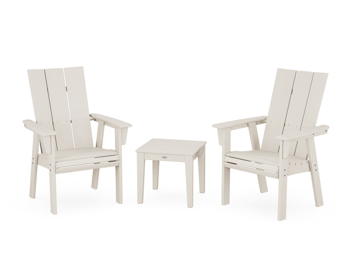 POLYWOOD® Modern 3-Piece Curveback Upright Adirondack Chair Set