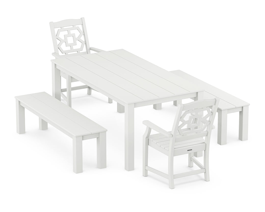 Martha Stewart by POLYWOOD® Chinoiserie 5-Piece Parsons Dining Set with Benches