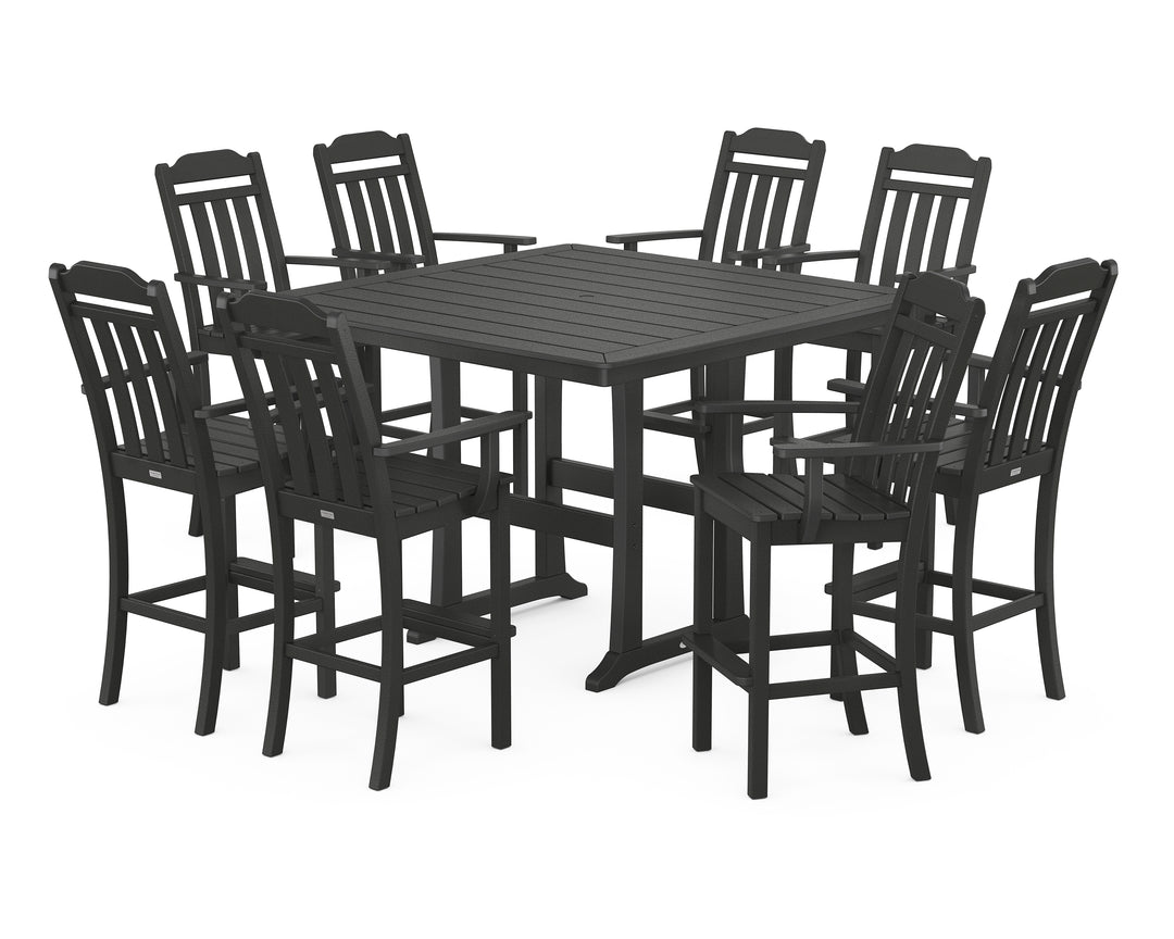 Country Living Cottage 9-Piece Bar Set with Trestle Legs