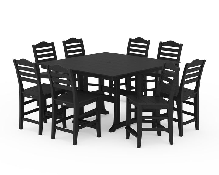 Draper James™ by  POLYWOOD® Savannah Side Chair 9-Piece Square Farmhouse Counter Set with Trestle Legs