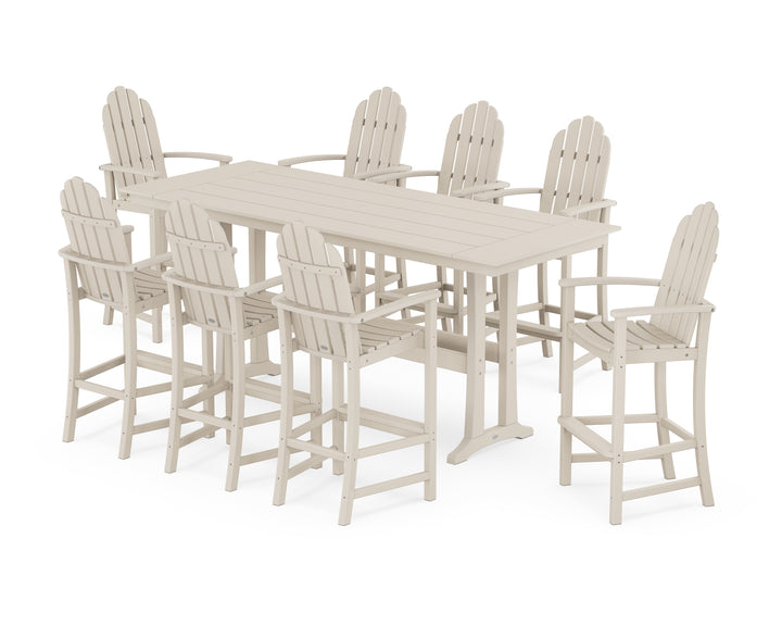 POLYWOOD® Classic Adirondack 9-Piece Farmhouse Bar Set with Trestle Legs