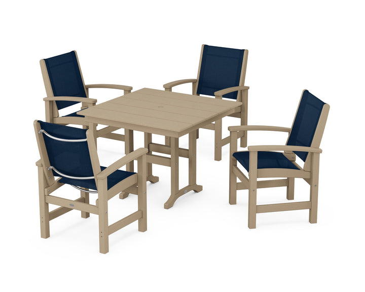POLYWOOD® Coastal 5-Piece Farmhouse Dining Set