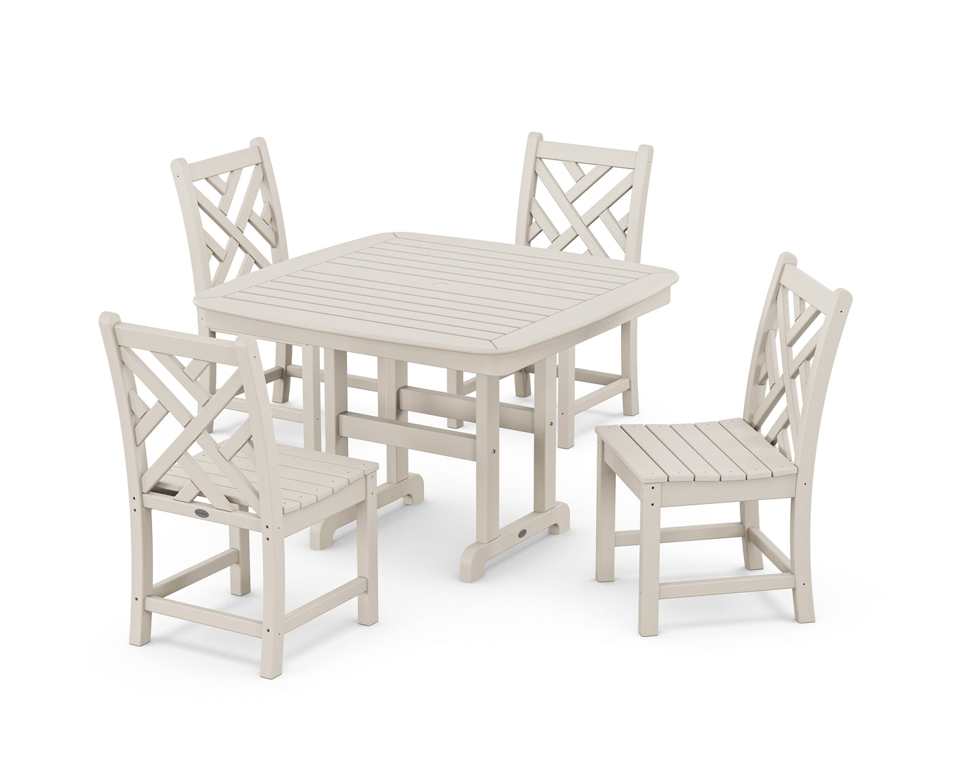 Chippendale Side Chair 5-Piece Dining Set with Trestle Legs