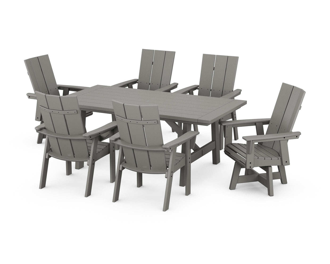 Modern Curveback Adirondack 7-Piece Rustic Farmhouse Swivel Dining Set