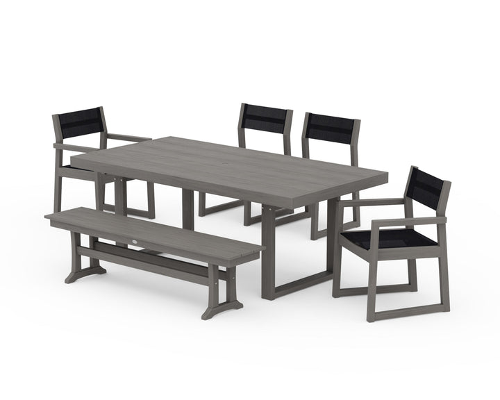 POLYWOOD® EDGE Sling 6-Piece Dining Set with Bench