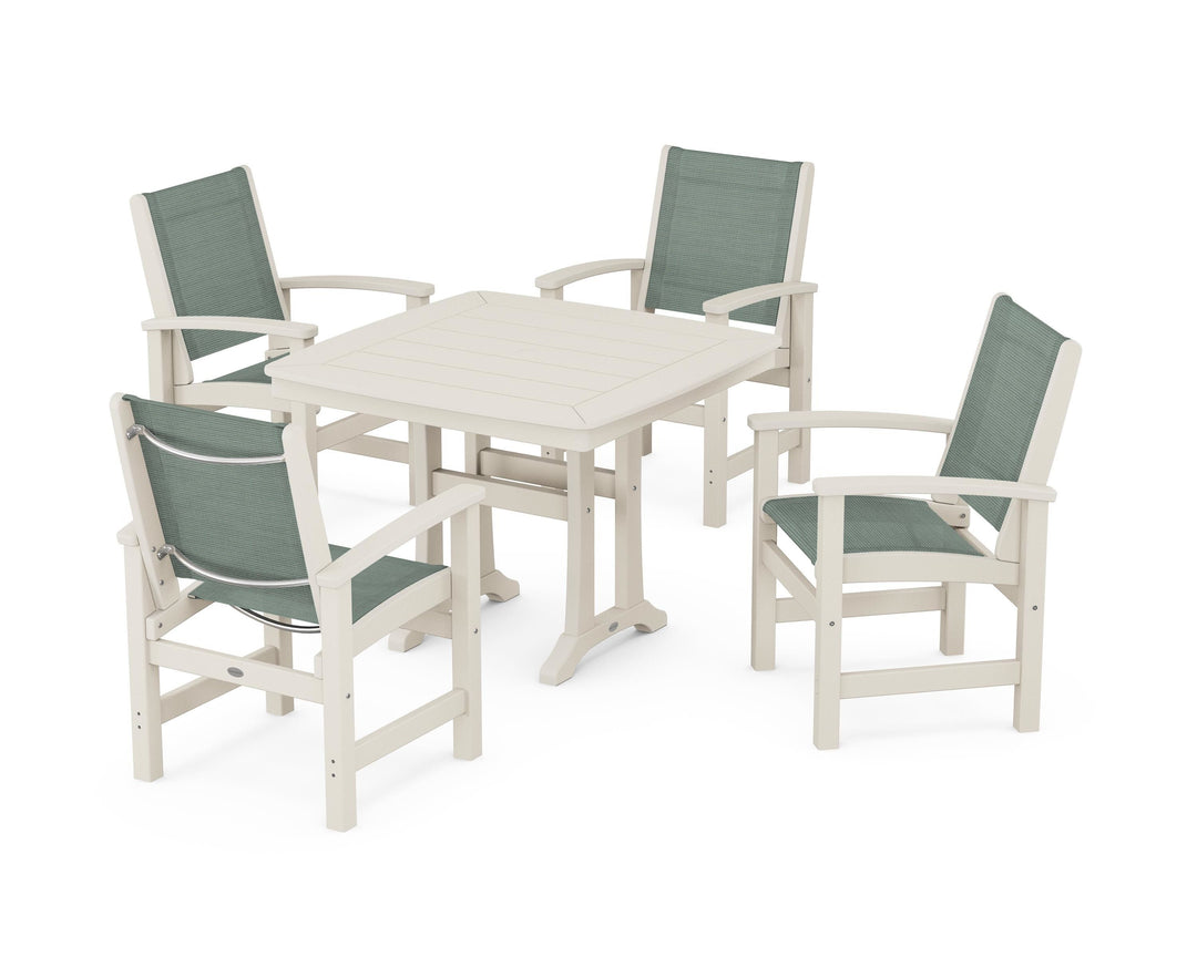 POLYWOOD® Coastal 5-Piece Dining Set with Trestle Legs