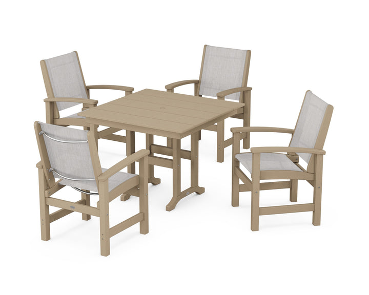 POLYWOOD® Coastal 5-Piece Farmhouse Dining Set