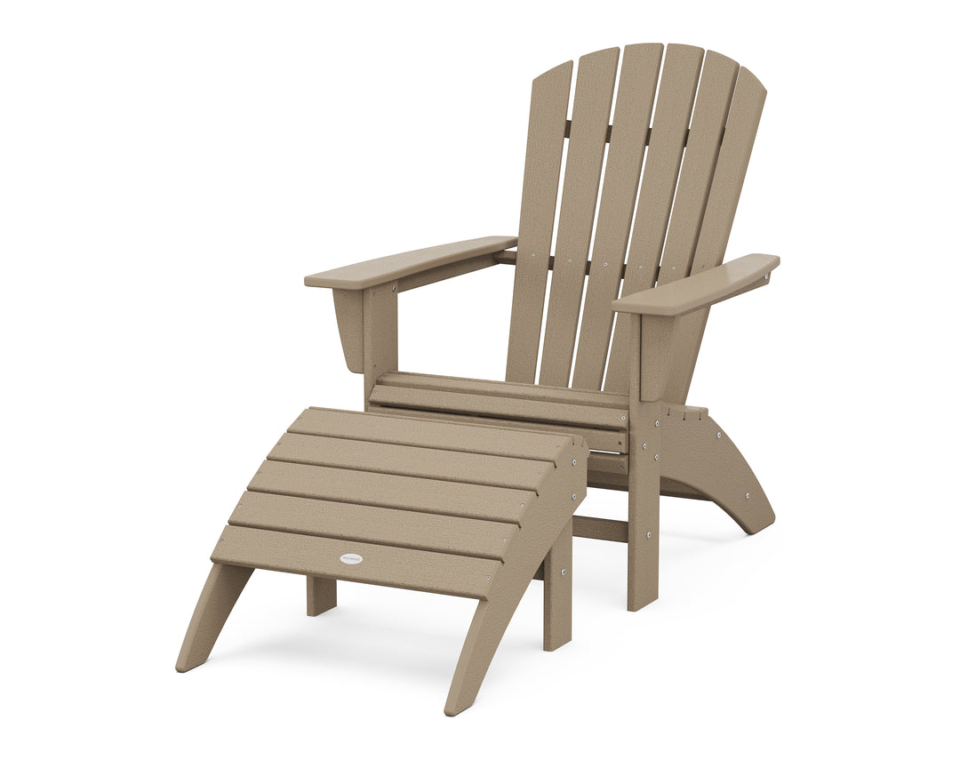 POLYWOOD® Nautical Curveback Adirondack Chair 2-Piece Set with Ottoman