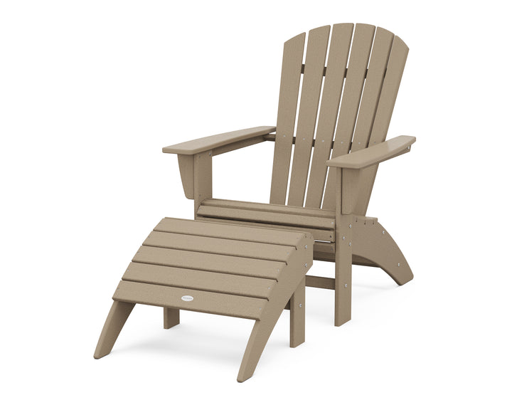 POLYWOOD® Nautical Curveback Adirondack Chair 2-Piece Set with Ottoman