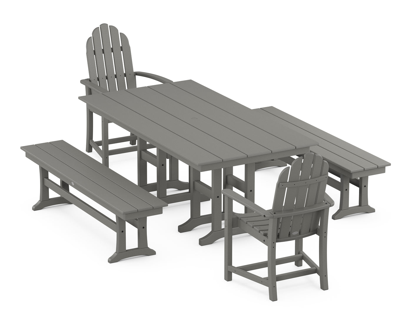 Classic Adirondack 5-Piece Farmhouse Dining Set with Benches