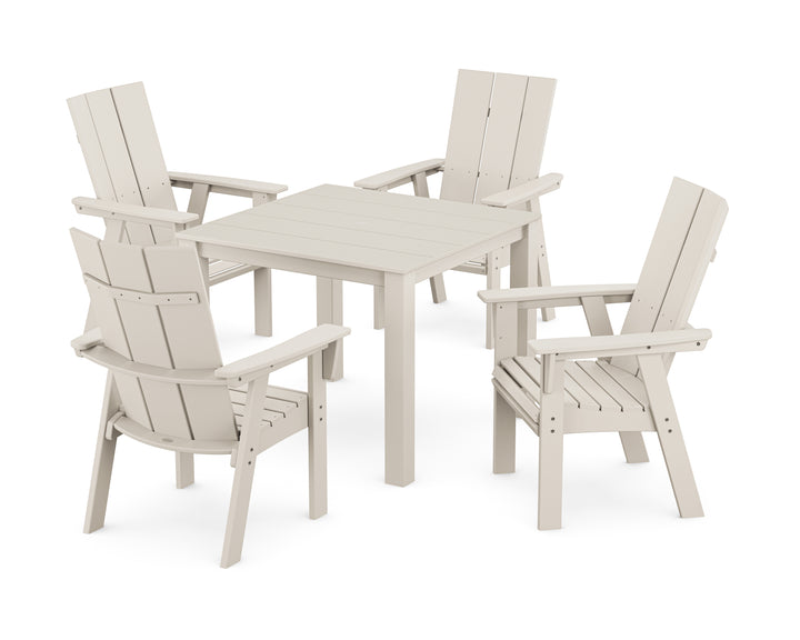 POLYWOOD® Modern Curveback Adirondack 5-Piece Parsons Dining Set