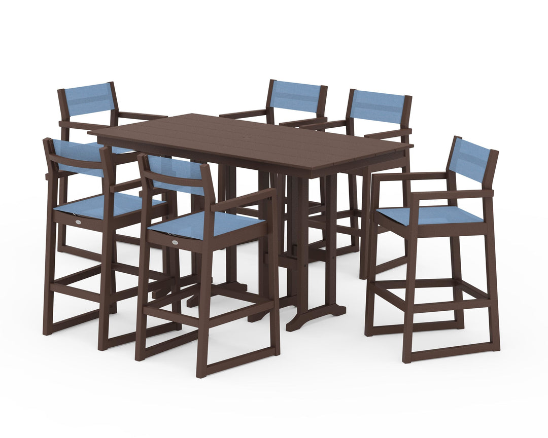 POLYWOOD® EDGE Sling Arm Chair 7-Piece Farmhouse Bar Set