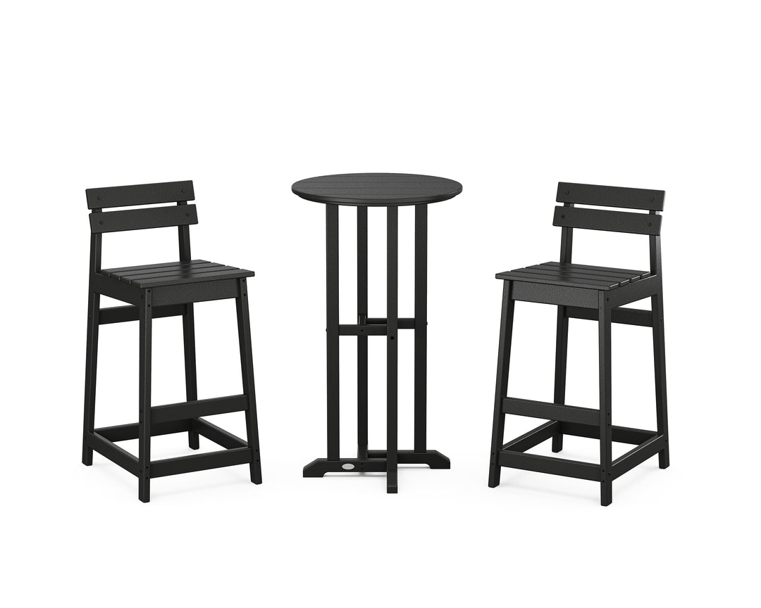 POLYWOOD® Modern Studio Plaza Lowback Bar Chair 3-Piece Bistro Set