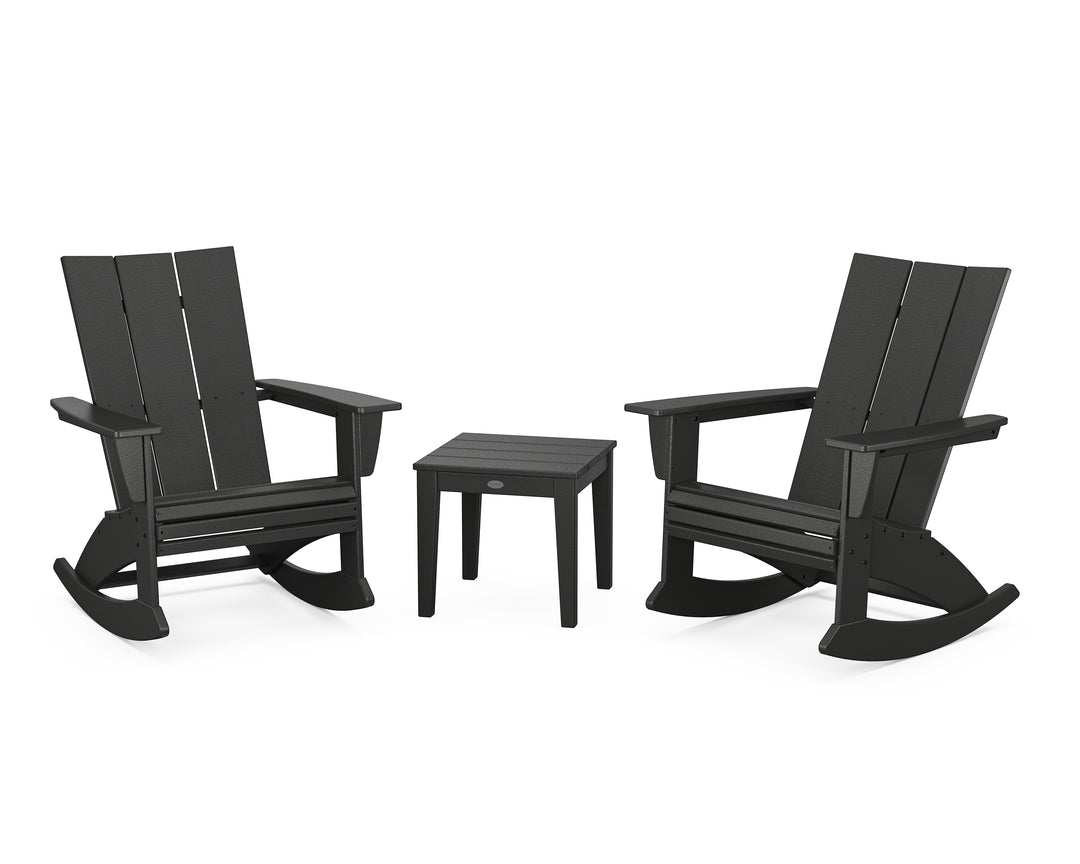 POLYWOOD® Modern Curveback 3-Piece Adirondack Rocking Chair Set