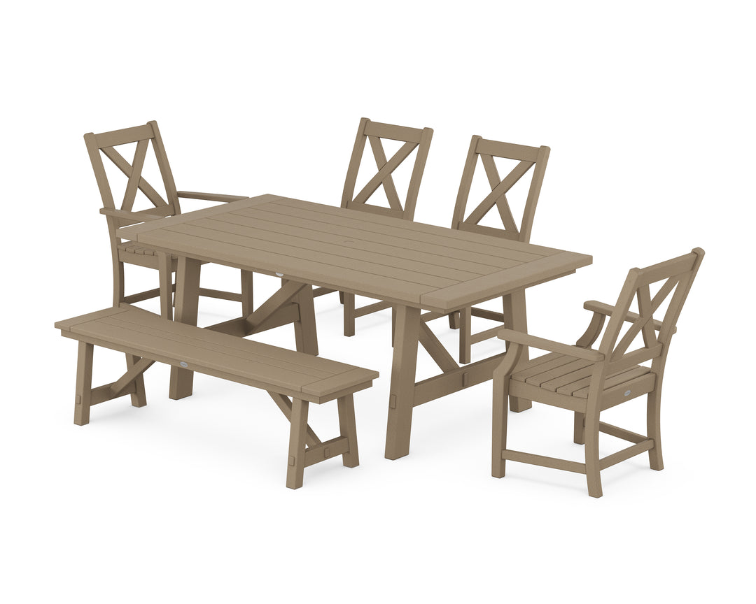 POLYWOOD® Braxton 6-Piece Rustic Farmhouse Dining Set With Trestle Legs