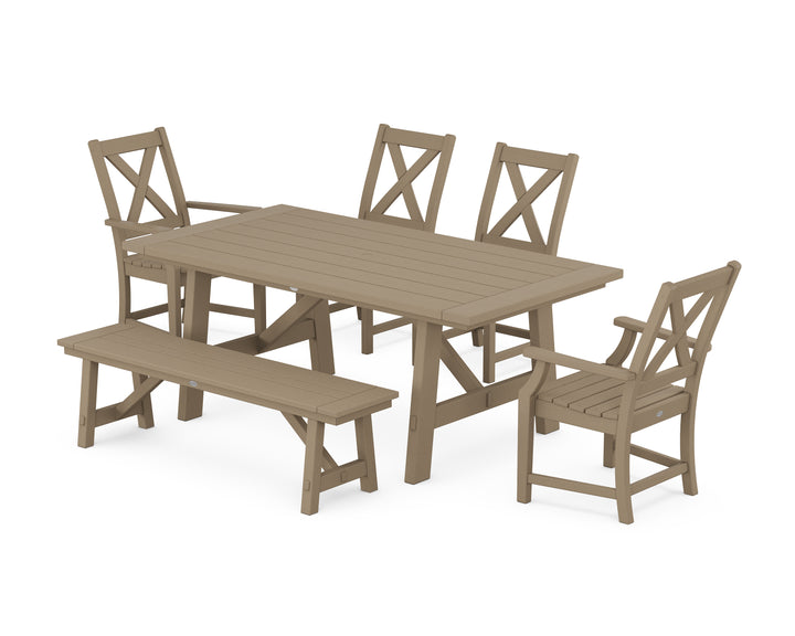 POLYWOOD® Braxton 6-Piece Rustic Farmhouse Dining Set With Trestle Legs