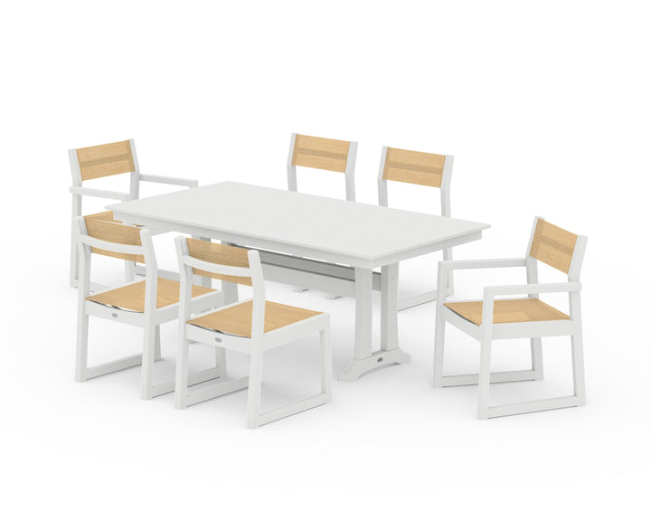 POLYWOOD® EDGE Sling 7-Piece Farmhouse Trestle Dining Set