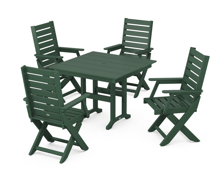 POLYWOOD® Captain Folding Chair 5-Piece Farmhouse Dining Set