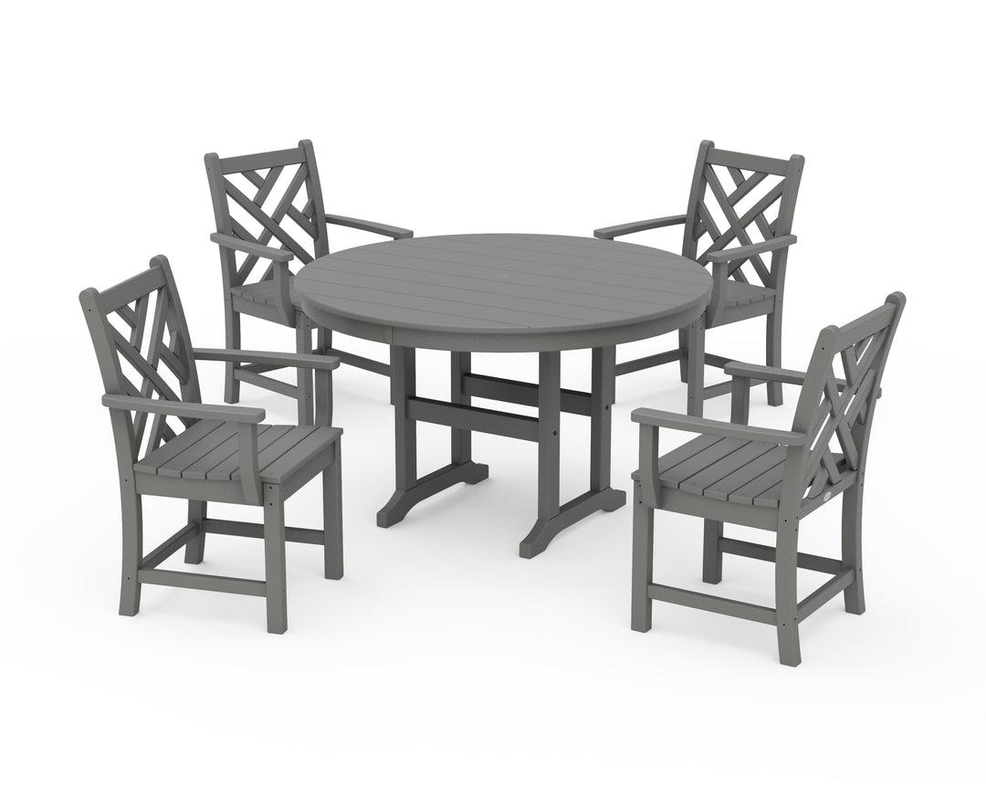 POLYWOOD® Chippendale 5-Piece Round Farmhouse Dining Set