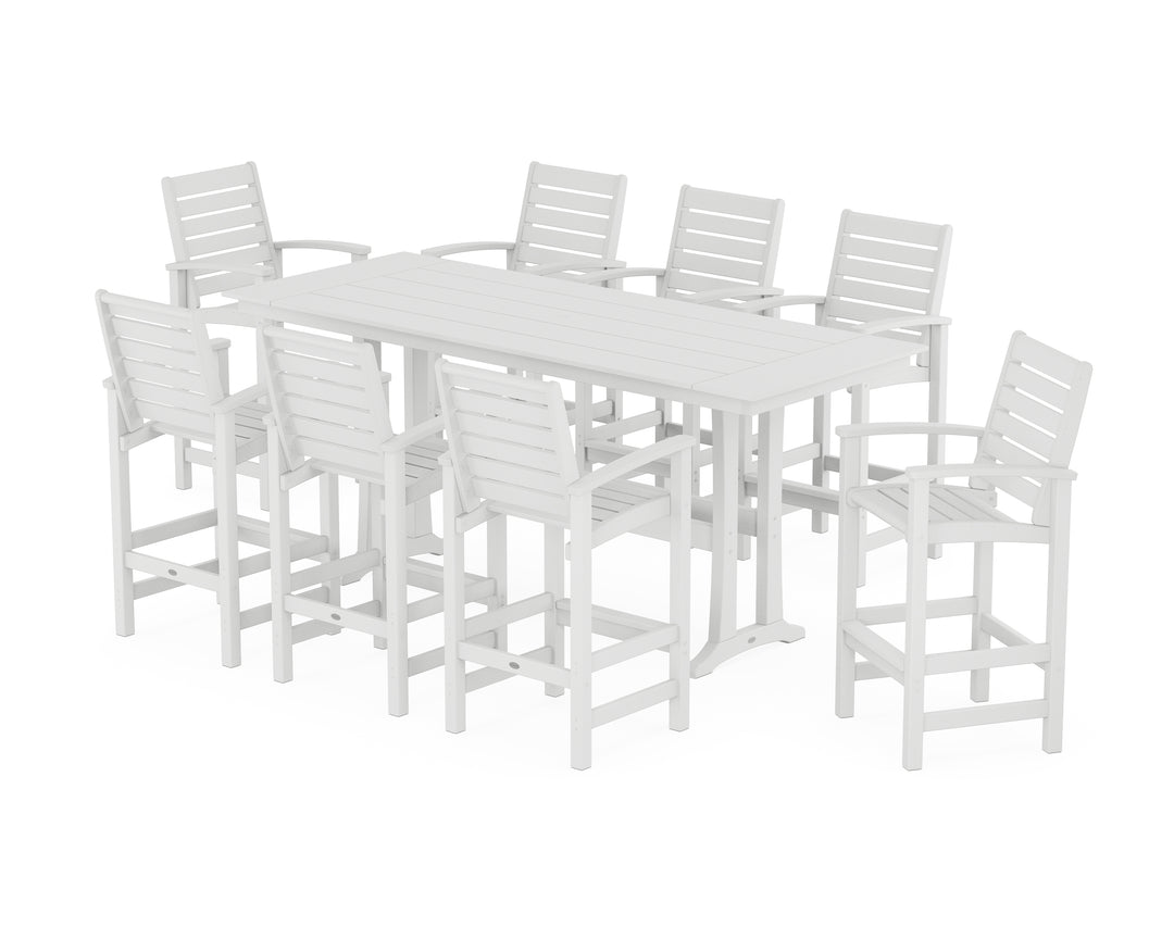 POLYWOOD® Signature 9-Piece Farmhouse Bar Set with Trestle Legs