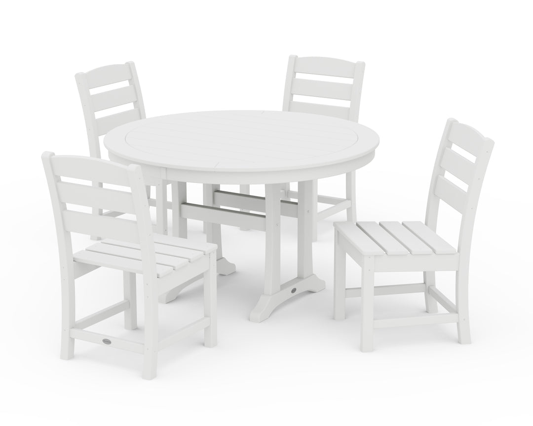 POLYWOOD® Lakeside Side Chair 5-Piece Round Dining Set With Trestle Legs