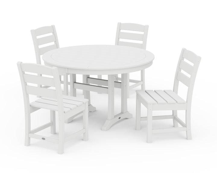 POLYWOOD® Lakeside Side Chair 5-Piece Round Dining Set With Trestle Legs