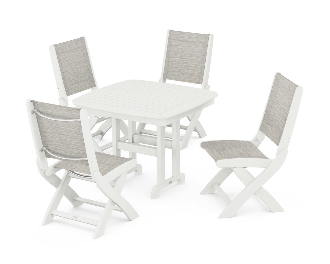 POLYWOOD® Coastal Folding Side Chair 5-Piece Dining Set