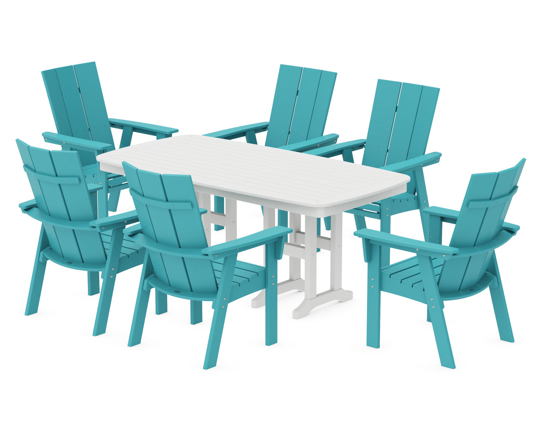 POLYWOOD® Modern Curveback Adirondack 7-Piece Dining Set