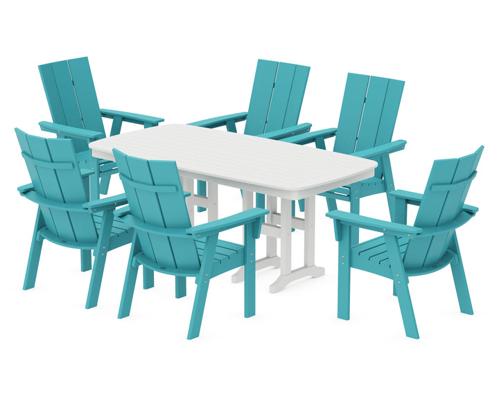 POLYWOOD® Modern Curveback Adirondack 7-Piece Dining Set