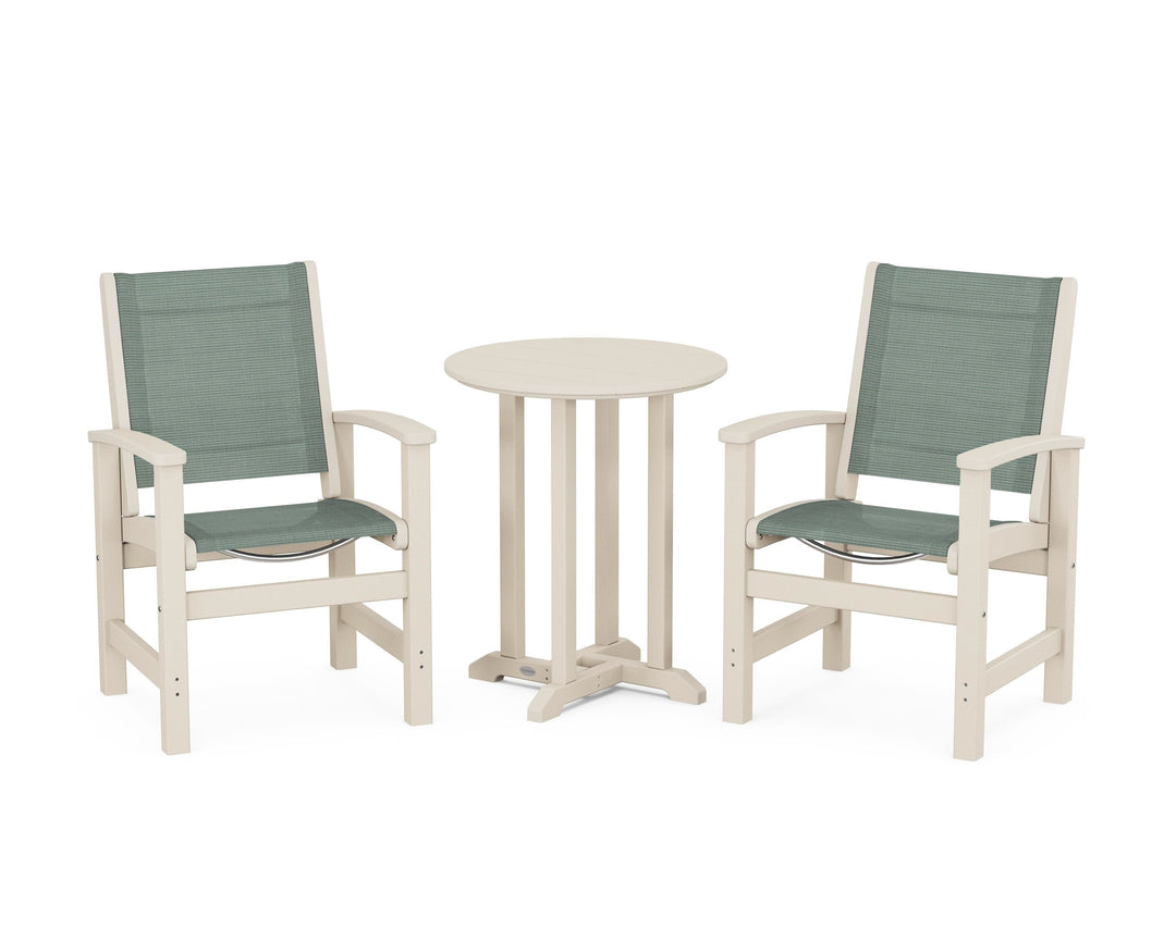 POLYWOOD® Coastal 3-Piece Round Bistro Dining Set