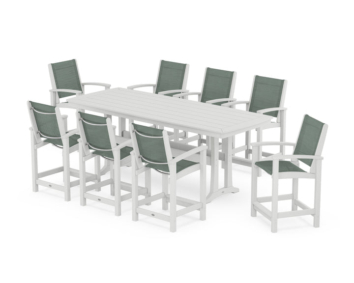 POLYWOOD® Coastal 9-Piece Counter Set with Trestle Legs