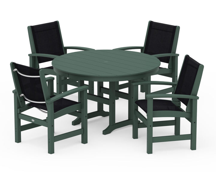 POLYWOOD® Coastal 5-Piece Round Farmhouse Dining Set