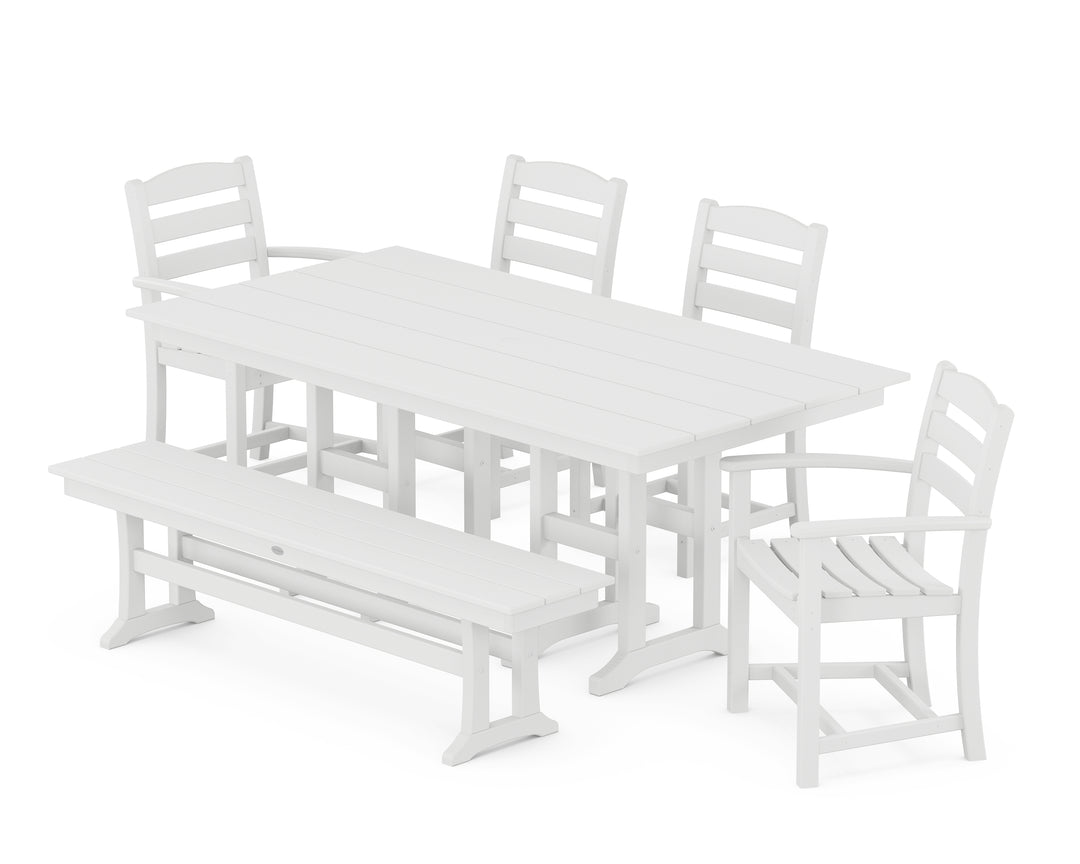 POLYWOOD® La Casa Café 6-Piece Farmhouse Dining Set with Bench