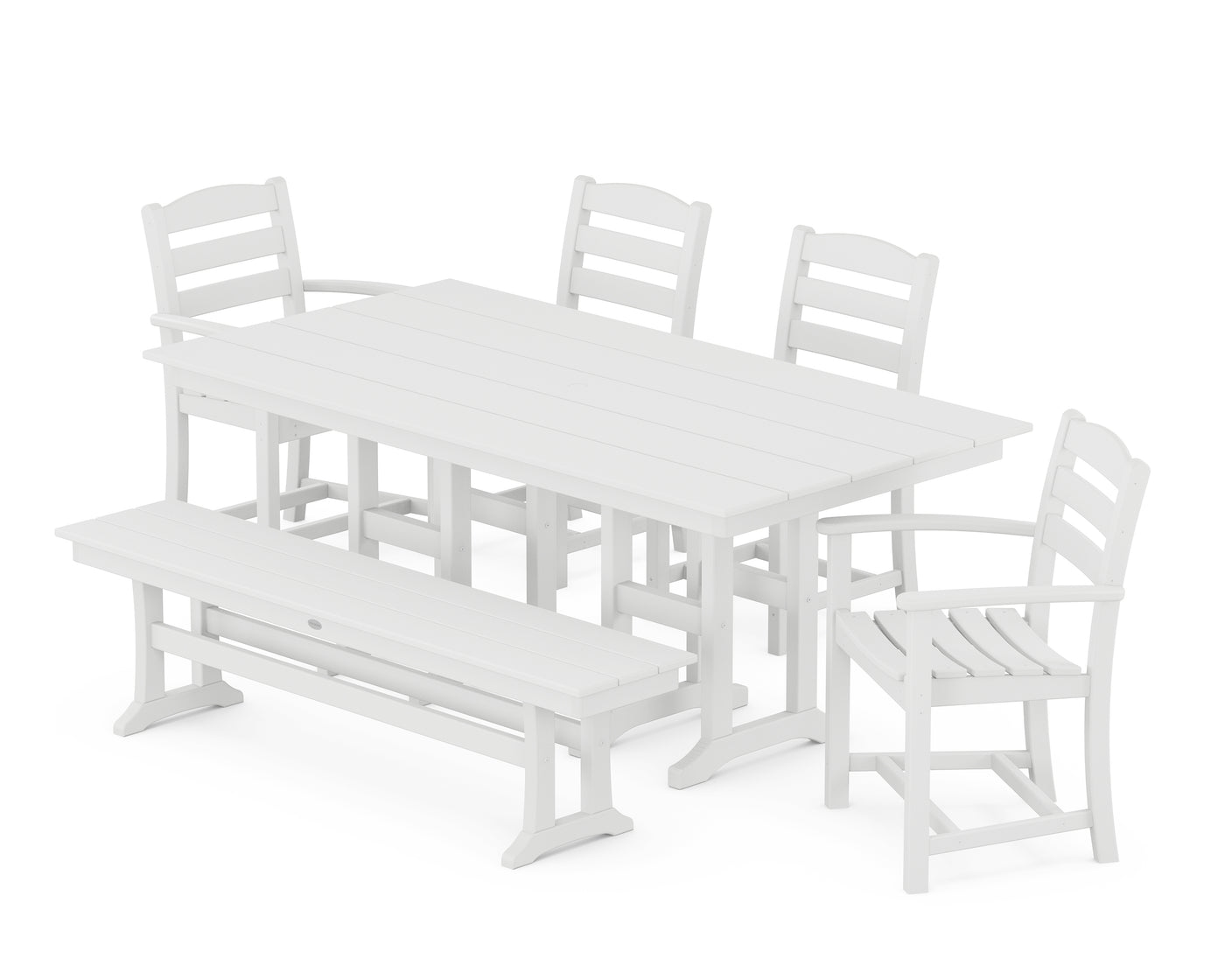 La Casa CafŽ 6-Piece Farmhouse Dining Set with Bench