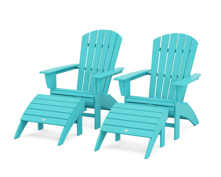 POLYWOOD® Nautical Curveback Adirondack Chair 4-Piece Set with Ottomans