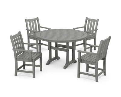 Traditional Garden 5-Piece Round Dining Set with Trestle Legs