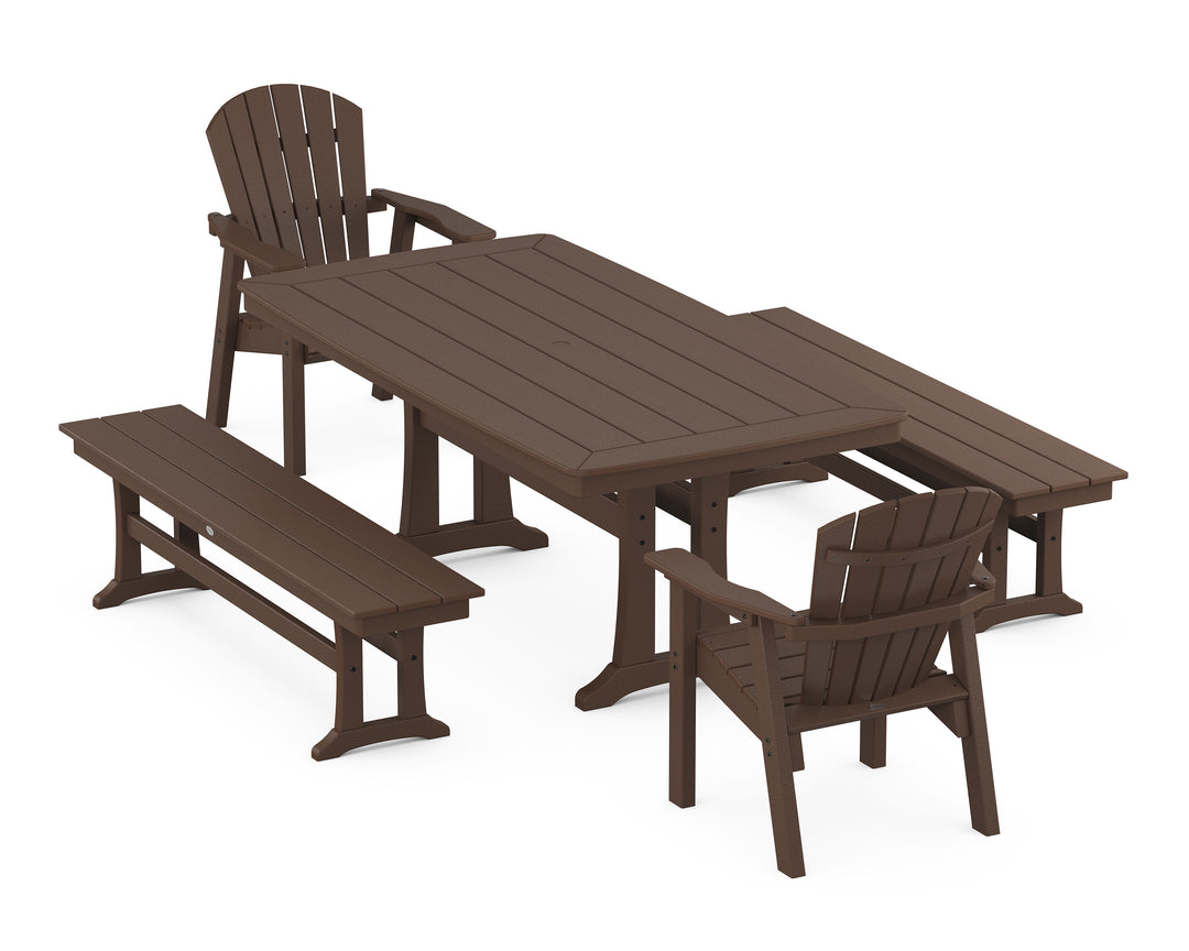 POLYWOOD® Seashell 5-Piece Dining Set with Trestle Legs