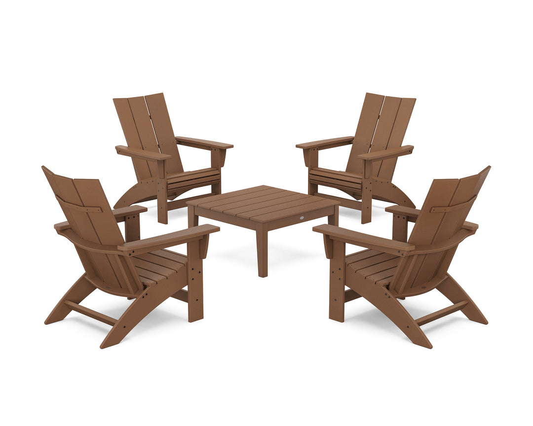 POLYWOOD® 5-Piece Modern Grand Adirondack Chair Conversation Group