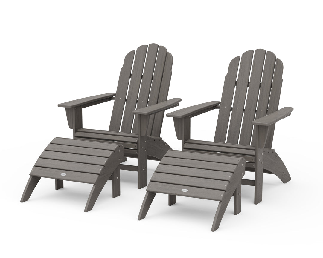 POLYWOOD® Vineyard Curveback Adirondack Chair 4-Piece Set with Ottomans
