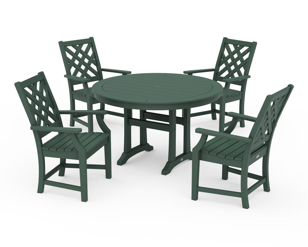 Country Living Wovendale 5-Piece Round Dining Set with Trestle Legs