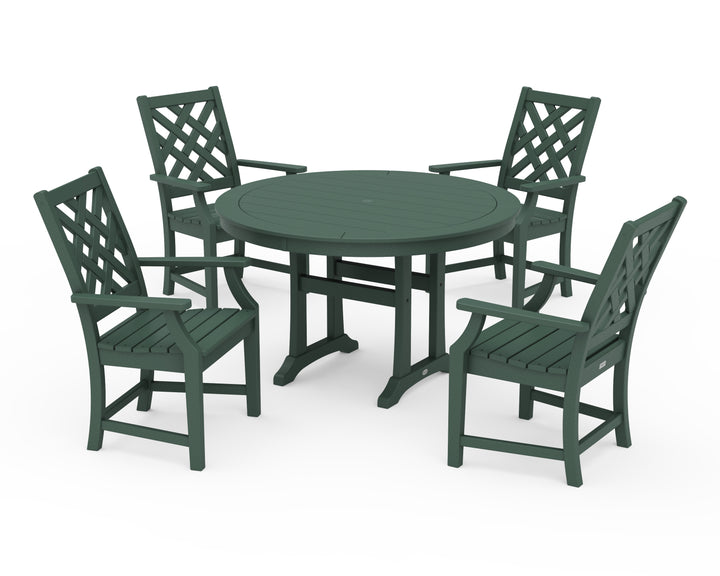 Country Living Wovendale 5-Piece Round Dining Set with Trestle Legs