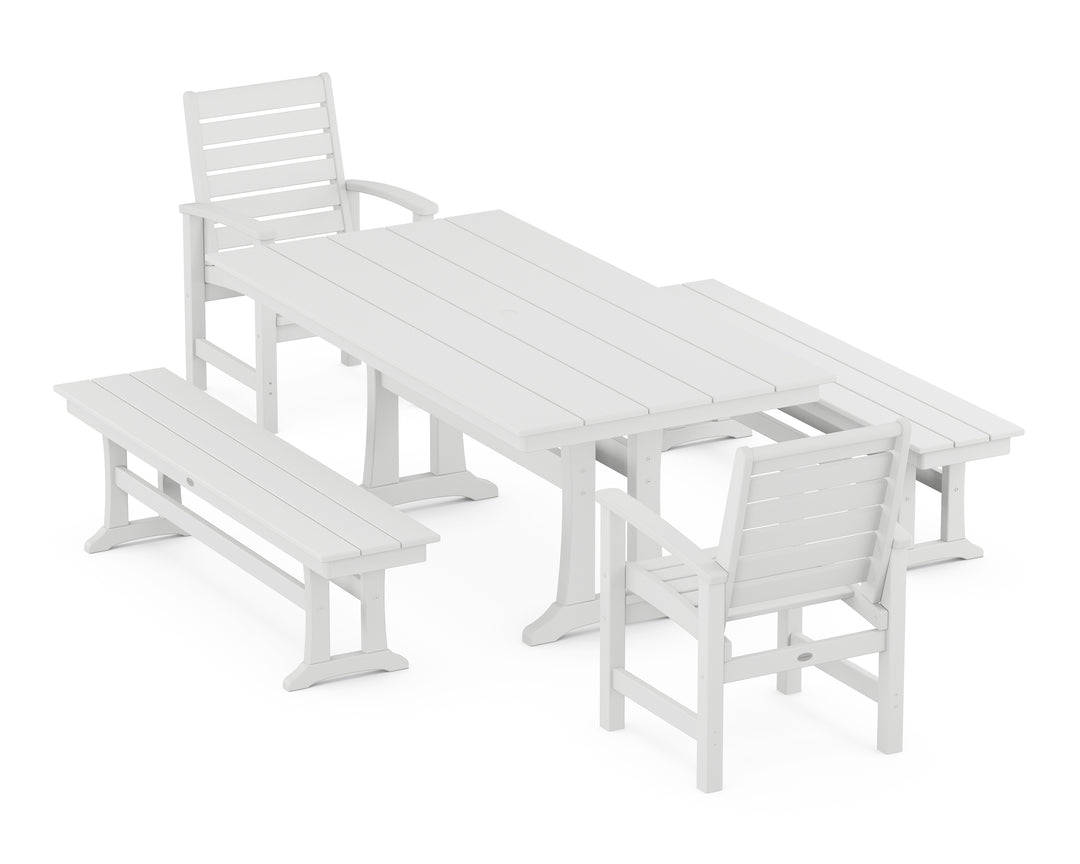 POLYWOOD® Signature 5-Piece Farmhouse Dining Set With Trestle Legs