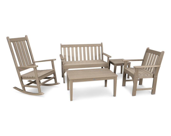 POLYWOOD® Vineyard 5-Piece Bench & Rocking Chair Set