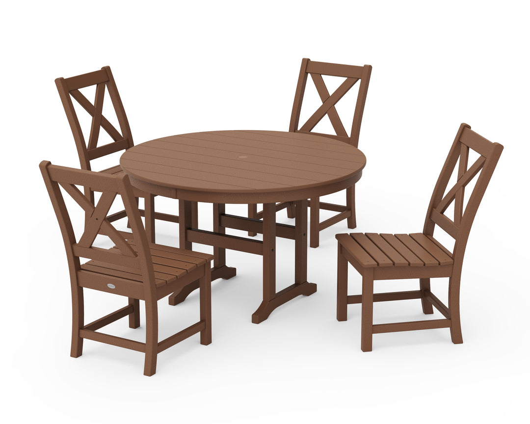 POLYWOOD® Braxton Side Chair 5-Piece Round Dining Set