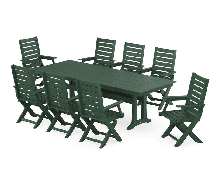 POLYWOOD® Captain 9-Piece Farmhouse Dining Set with Trestle Legs