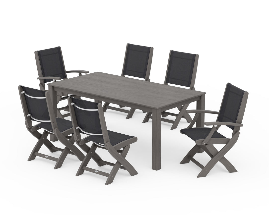 POLYWOOD® Coastal Folding Chair 7-Piece Parsons Dining Set