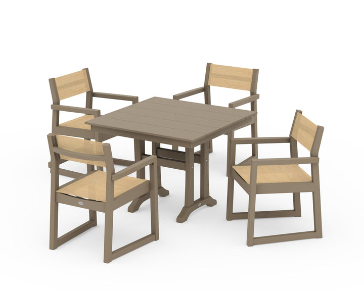 POLYWOOD® EDGE Sling 5-Piece Farmhouse Dining Set with Trestle Legs