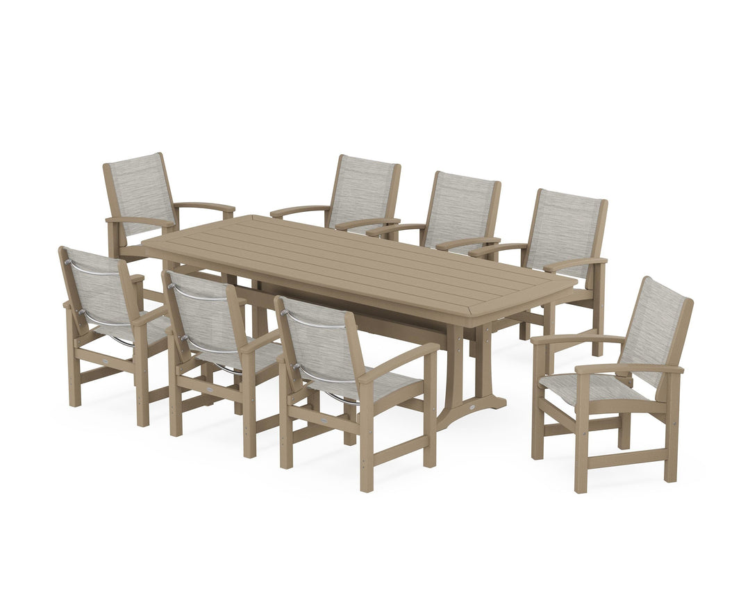 POLYWOOD® Coastal 9-Piece Dining Set with Trestle Legs